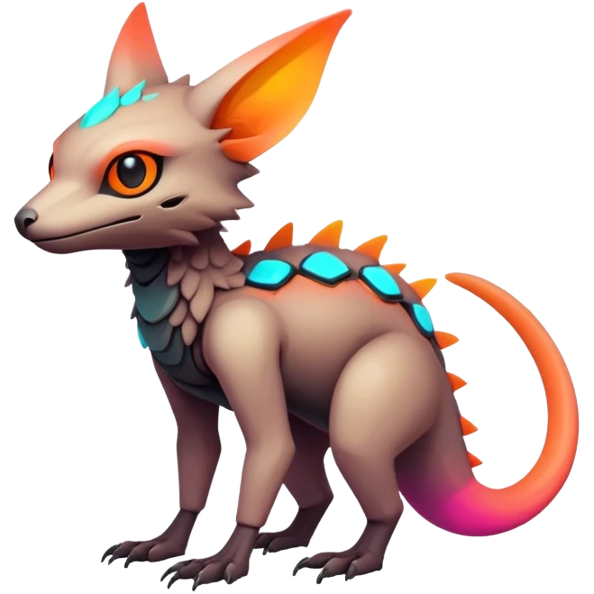 futuristic lush warm-colored neon-colored Fakémon-Trico-creature (full body) emoji