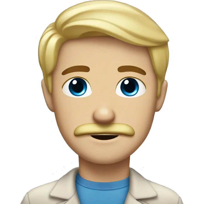 Blond blue eyes guy with moustache with brown hair brown eyes girl emoji