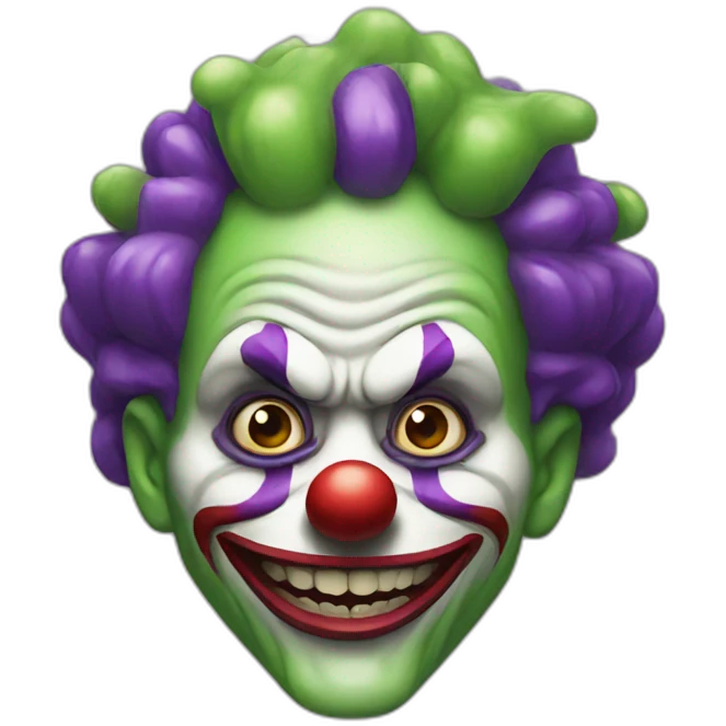 green and purple scary clown emoji