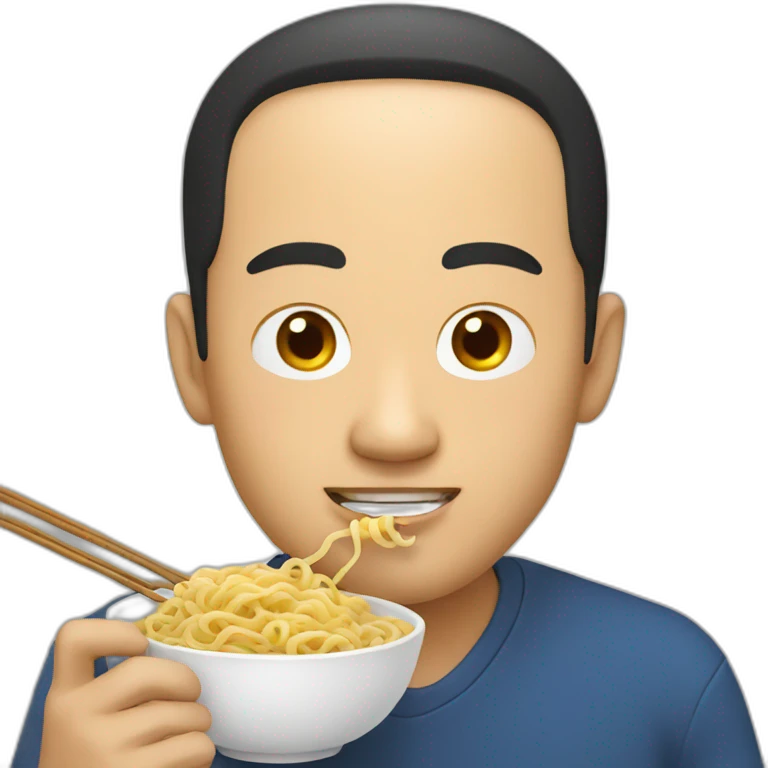 Hakka man eating noodles emoji