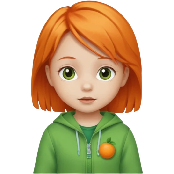 orange hair girl baby green outfit emoji