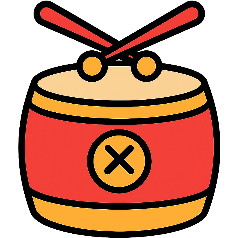 sino Chinese drum icon in color outline style emoji