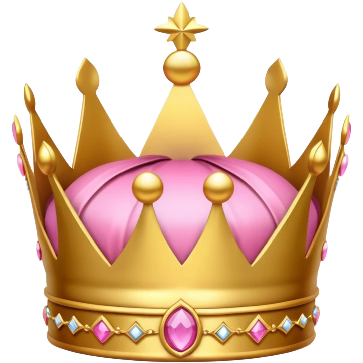 A luxurious golden crown with pink accents and elegant details, a prominent empty space or cutout in the center emoji