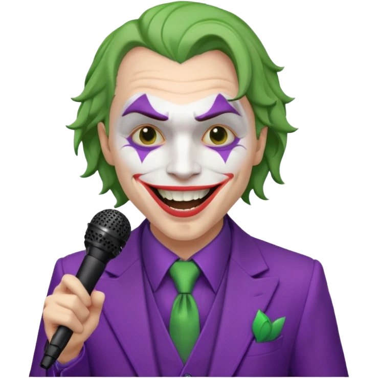 joker with, microphone, singing emoji