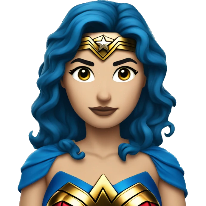 wonder woman face blue costume emoji