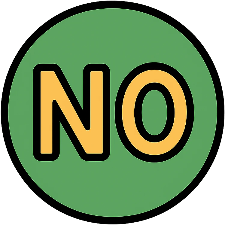 Change the text to 'NO', keep the green sphere and playful color icon style. emoji