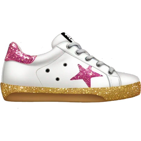 Golden goose with pink glitter star sneaker emoji
