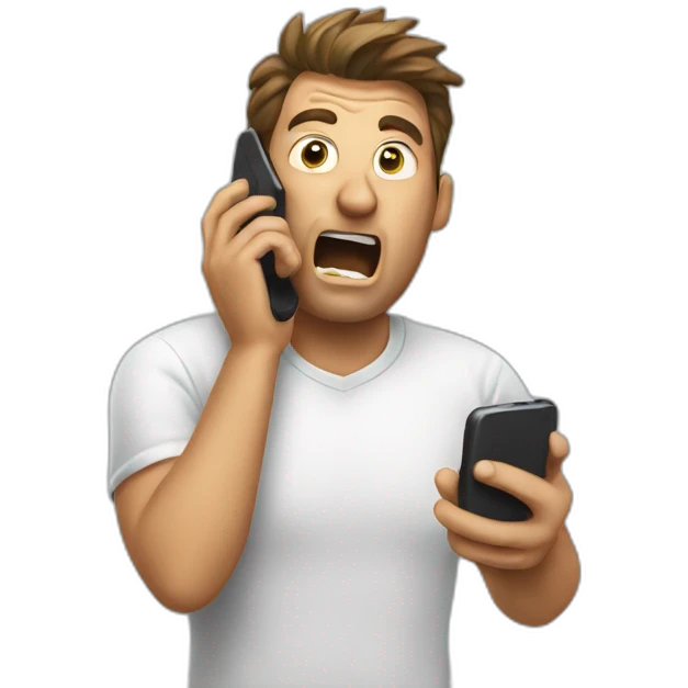 Man yelling at his phone emoji
