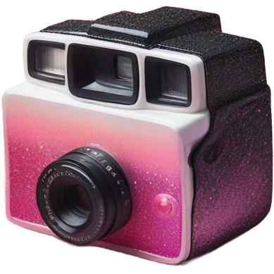 Ombre pink Polaroid camera with glitter  emoji
