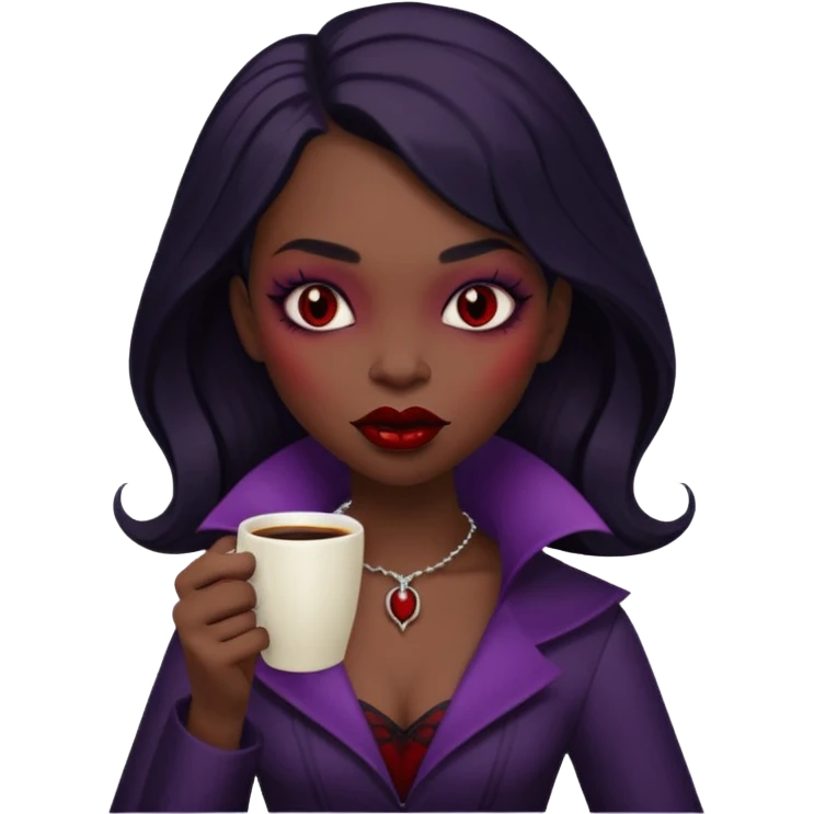 black girl vampire drinking coffee emoji