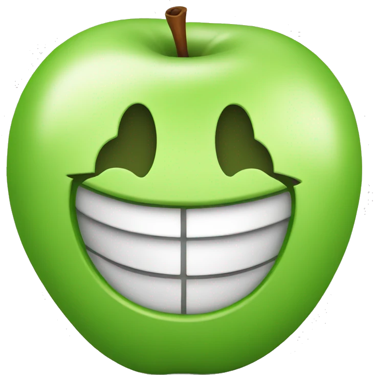 Apple with happy face emoji