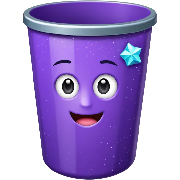 Glitter Purple and Cian  metal rubbish bin office emoji