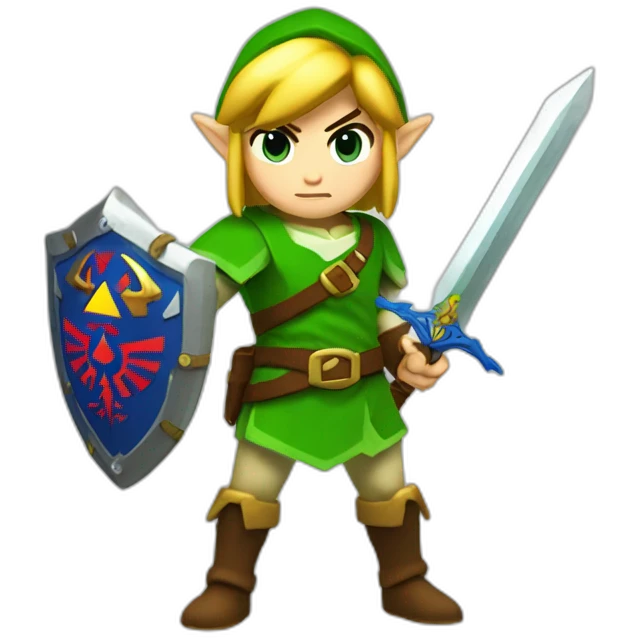 Zelda link standing with sword and shield emoji