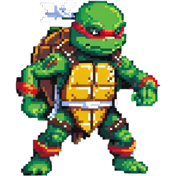 green masked ninja turtle in action pose emoji