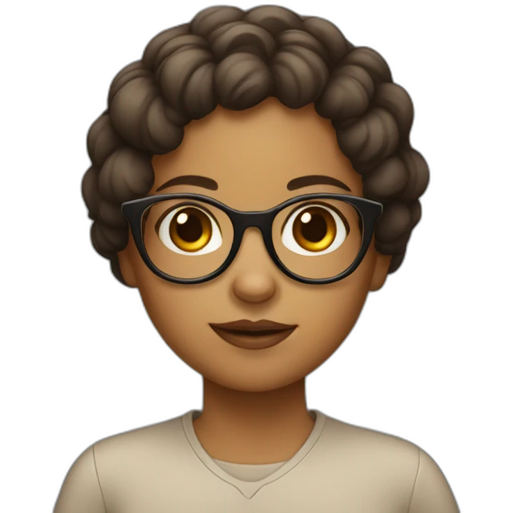 A girl with glasses, brown big eyes emoji