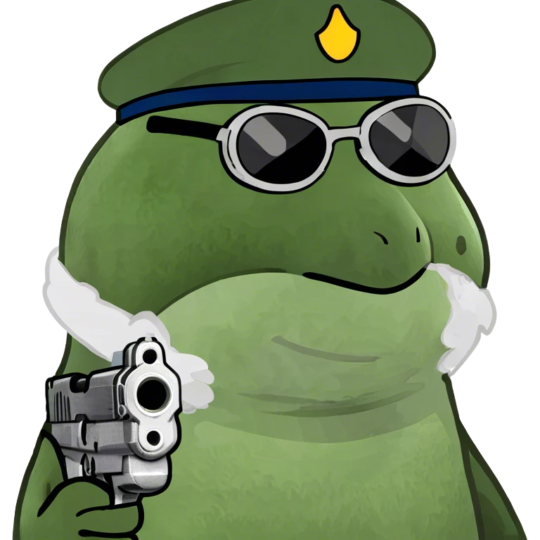 mad fluffy penguin with gun emoji