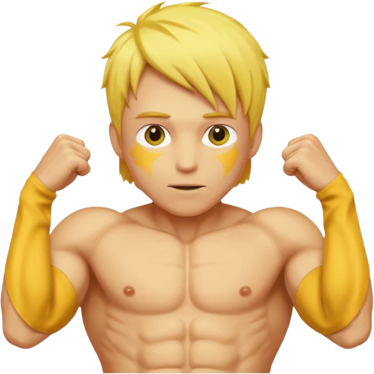 Male showing core stomach muscles yellow default skin and hair emoji