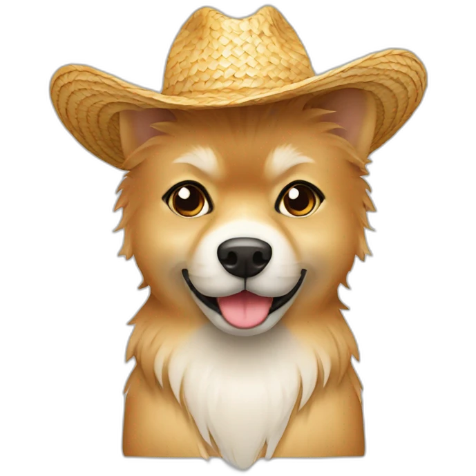 zwergspitz with straw hat emoji