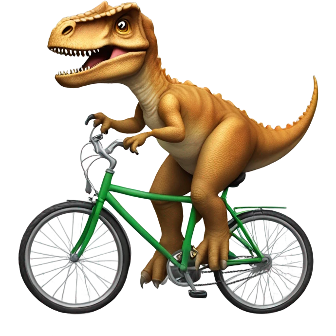 Dinosaur riding a bike emoji