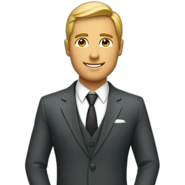 persona de negocios con traje y dolares en las manos emoji