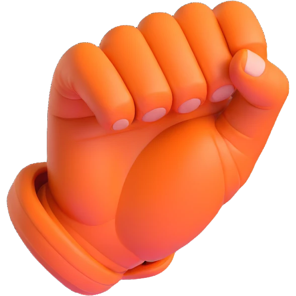 muscular strong hand floating on white background emoji