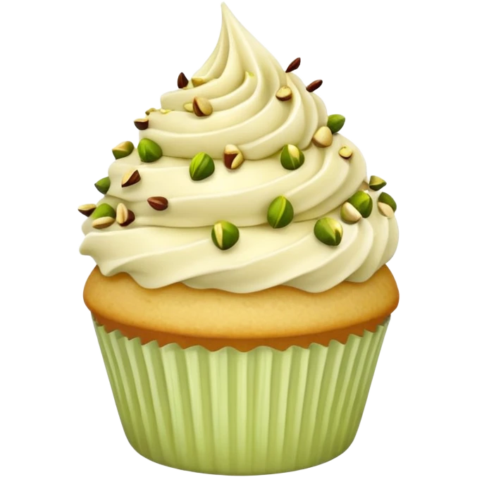 Vanilla cupcake with vanilla frosting with crushed up pistachios on top and a honey drizzle emoji