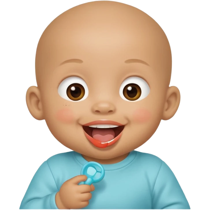 Bébé qui rigole métisse avec une tetine emoji