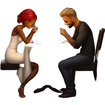 romantic candle light dinner for beautiful tattooed couple emoji