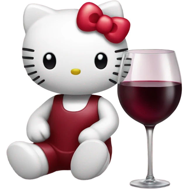 Hello Kitty drinking red wine emoji
