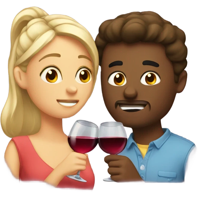 gf and bf drinking wine emoji
