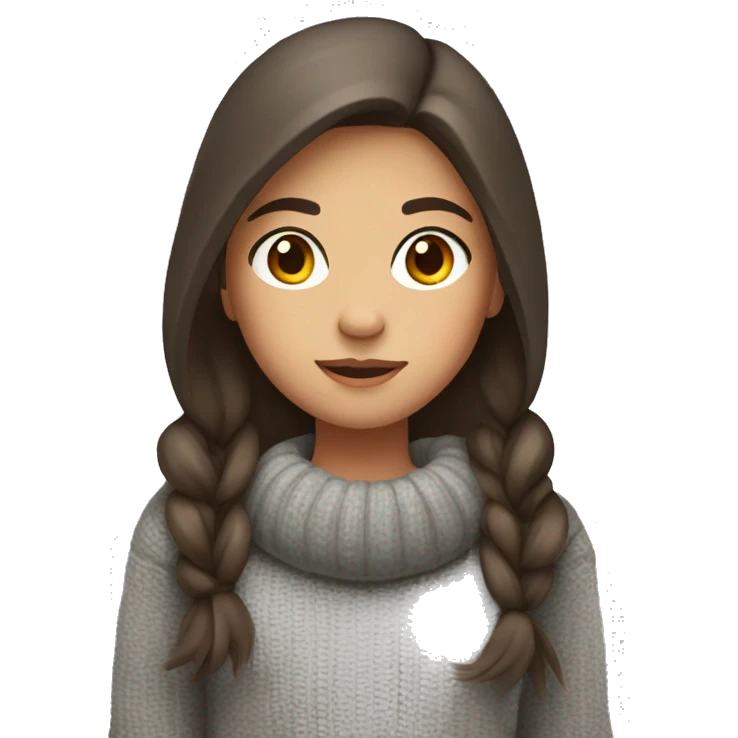 winter, christmas, hispanic, long brown hair, girl, brown eyes, child, full body, grey sweater emoji