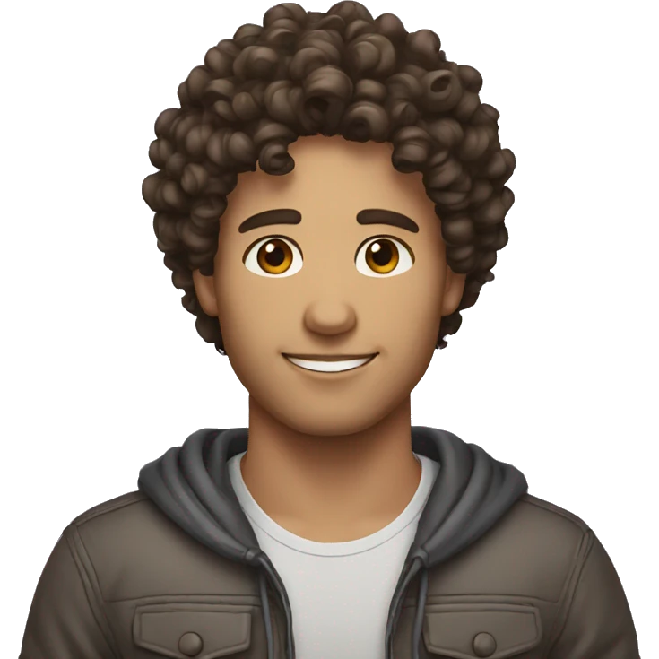 Curly hair brunette male emoji