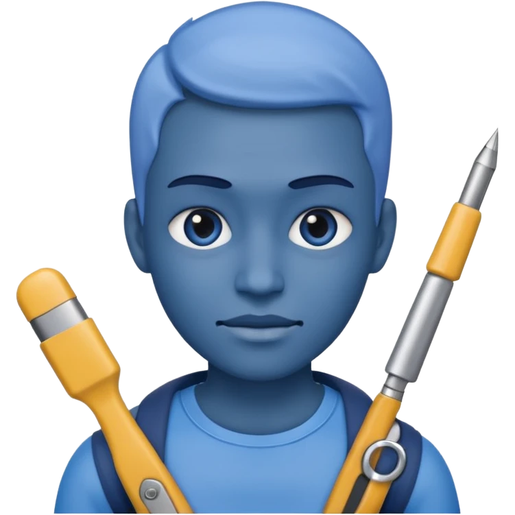 person with digital toolkit, digital vibes, blue emoji