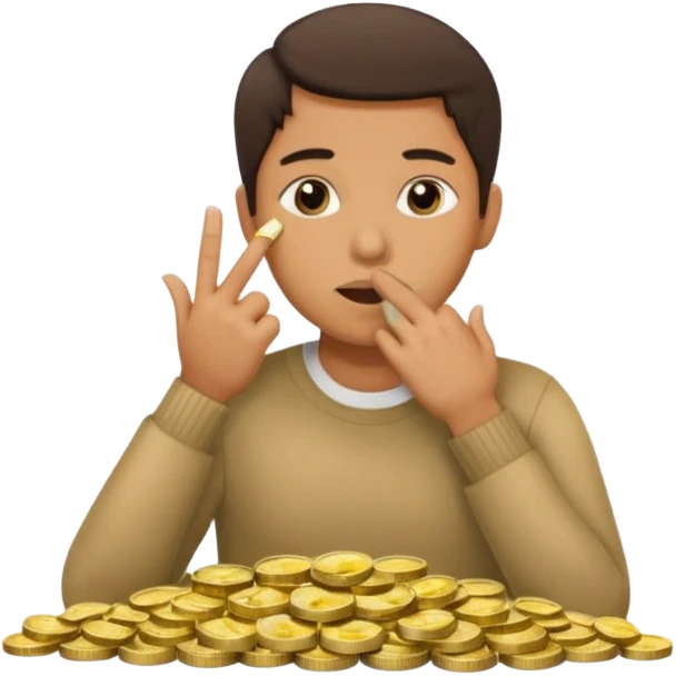 a bank de dinero y una persona haciendo gesto de silencio emoji