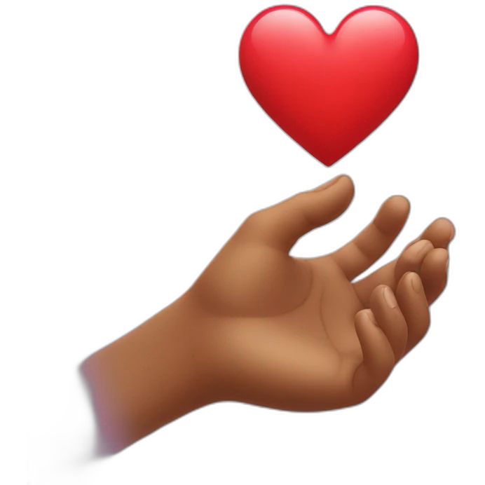 Showing heart in hand  emoji
