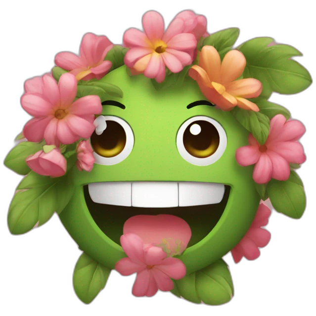 Rire avec fleurs emoji