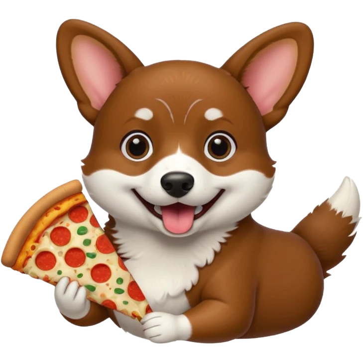 black corgi with pizza emoji