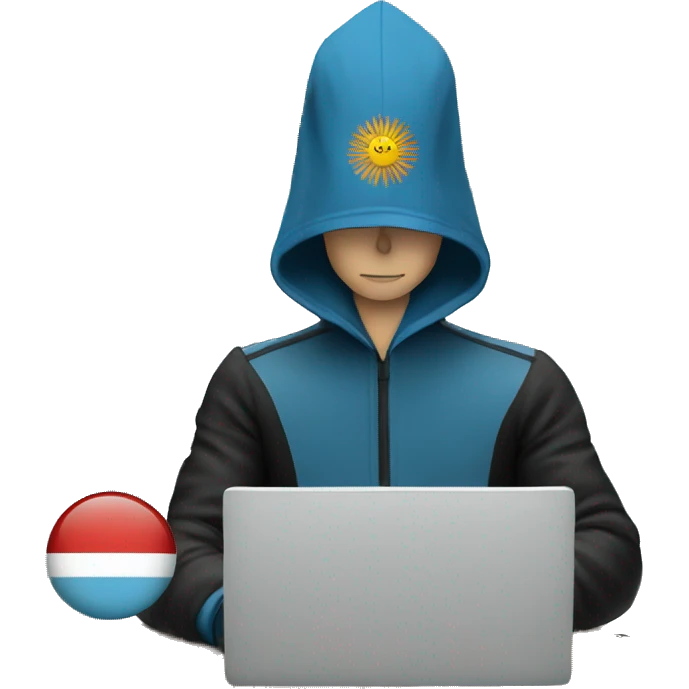 a hacker behind a computer with an argentinian flag emoji