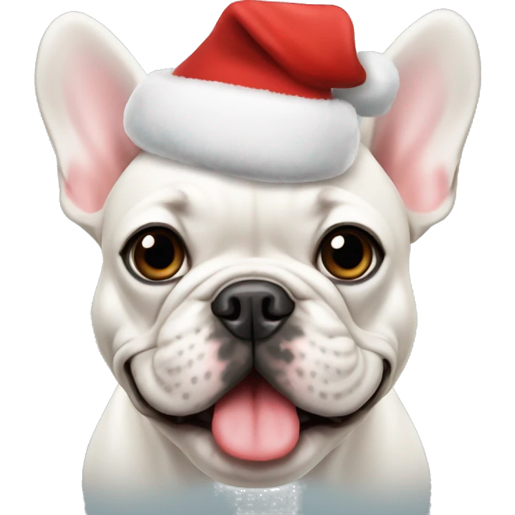 French bulldog with a Christmas hat  emoji