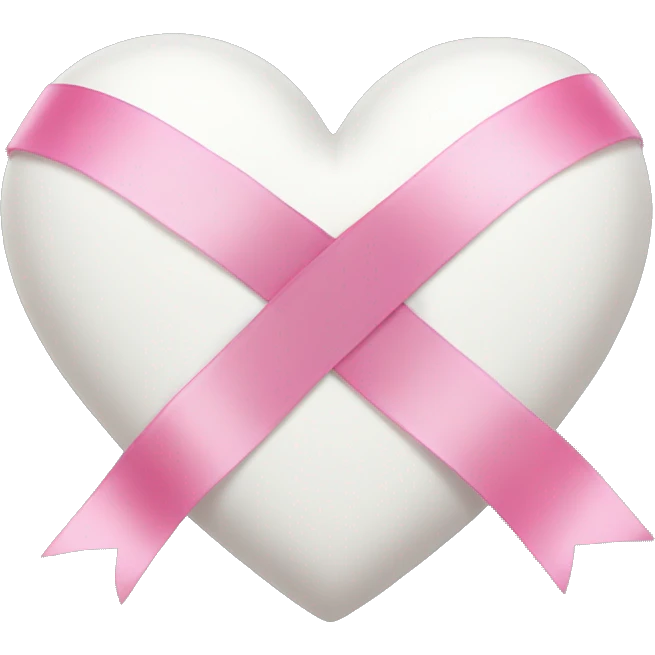 White heart with pink ribbon  emoji
