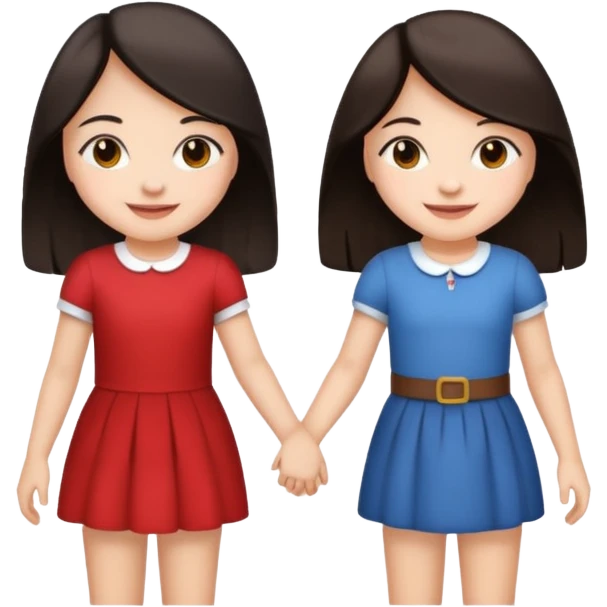 Two friends holding hands girls dark hair emoji