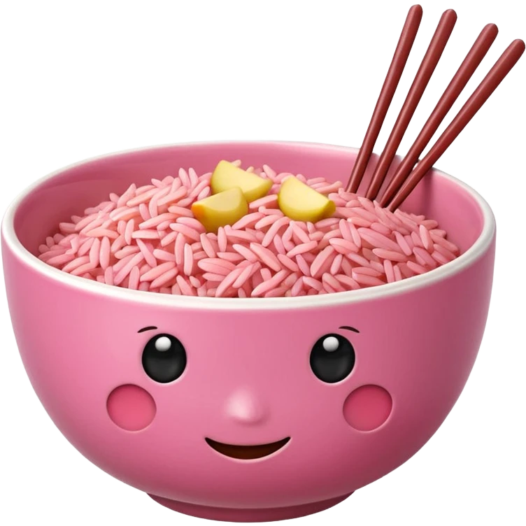 pink rice bowl with chopsticks apple style emoji emoji