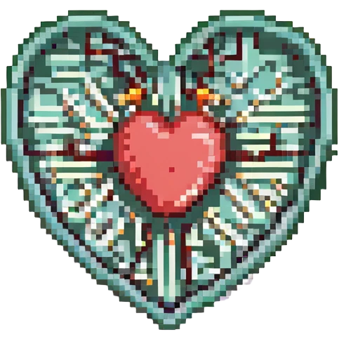 microchip heart retro-tech aesthetic emoji