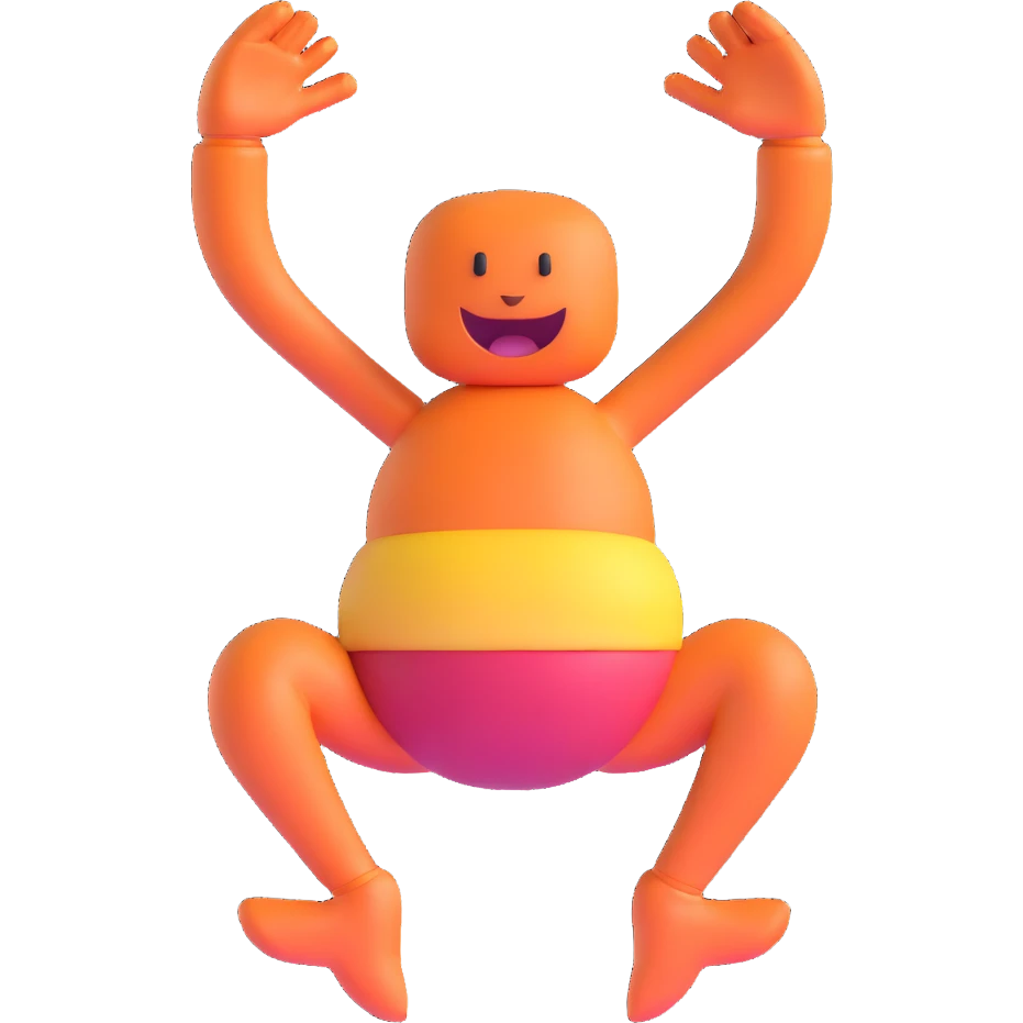 stomach with arms and legs, character pose emoji