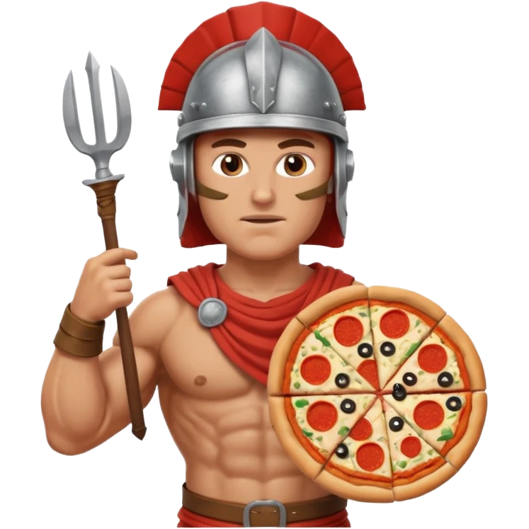 greece ancient warrior with pizza emoji