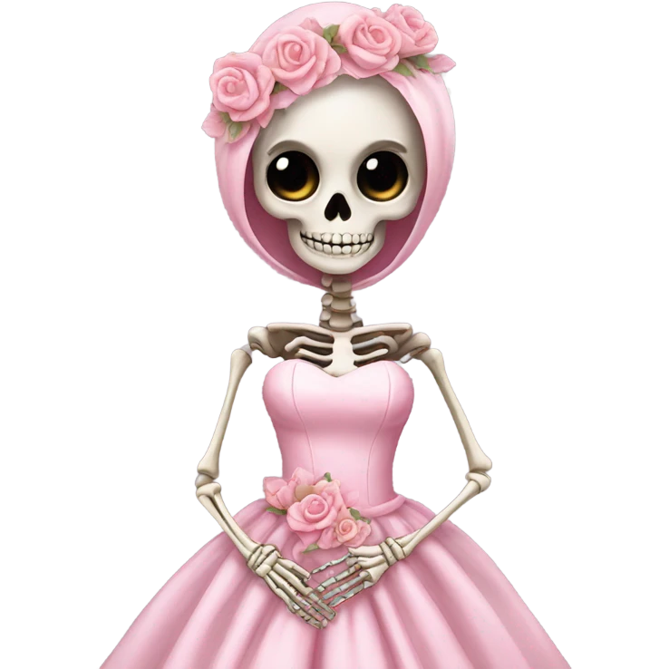 Skeleton wearing pink wedding dress  emoji