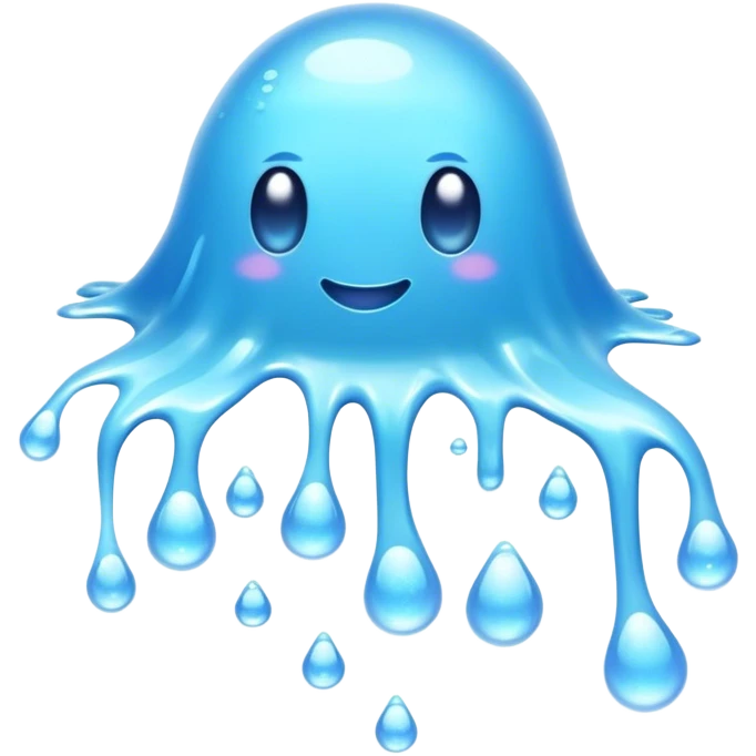 Cinematic Realistic Clear Blue Slime, glossy and translucent with a soft blue hue, light reflecting off its smooth surface, subtle bubbles trapped inside, slightly jiggling with movement, delicate highlights enhancing its wet and squishy texture, glowing with a soft, magical aura. emoji