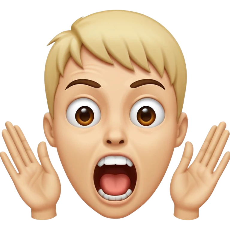 face with palms up, mouth open in a scream, expressive and dramatic emoji