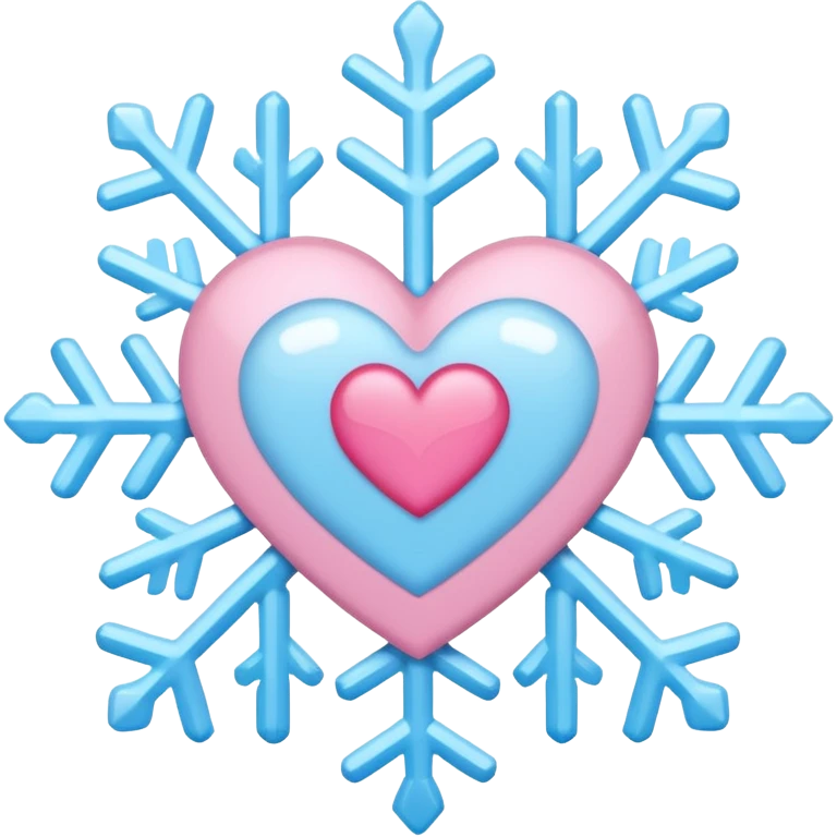 snowflake pink heart color white baby blue and pink emoji