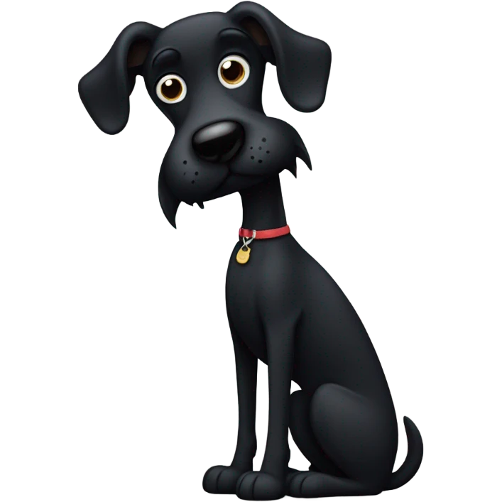Skinny curly haired black dog emoji